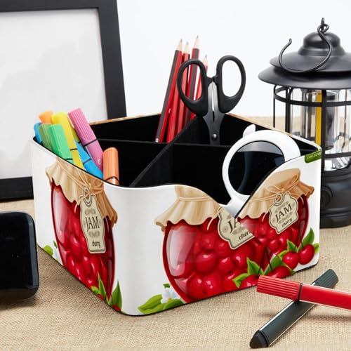 Organiseur de bureau 4 compartiments Cherry Jam porte-crayons pot de tri - 8