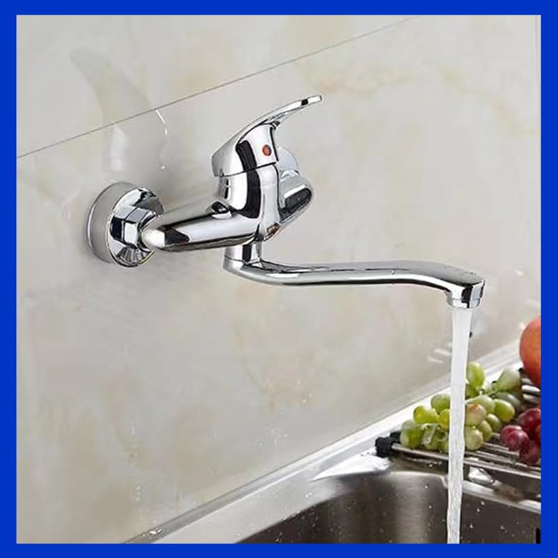 Amazon.co.jp: キッチン蛇口 壁付き 混合水栓 シングルレバー 浴室用水