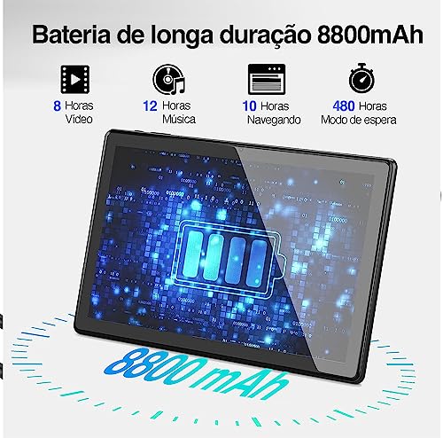 Xixaomiro Tablet 10,1 Polegadas Tela, 12GB RAM + 512GB ROM, 13MP+32MP Câmera, 8800mAh Bateria, Armaz