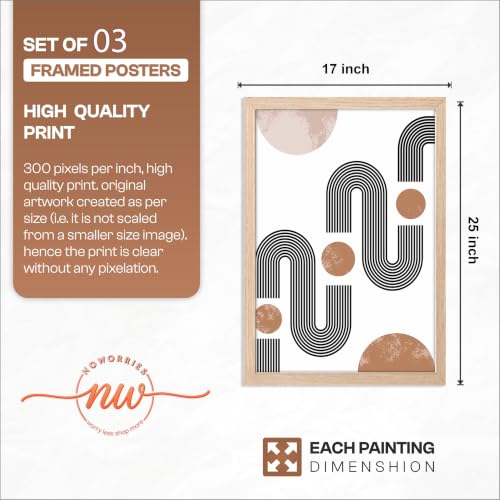 Image of NoWorries Abstract Leaf Wall Paintings | Multicolor Framed Wall Art for Living Room, Bedroom & Office Home Decoration - Modern Art Prints (Art-19, 17x25inch)