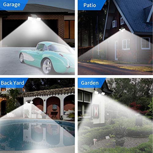 Solar Motion Sensor Lights 90 LEDs Solar Flood Lights with 3 Modes Solar Lights Outdoor 3 Heads Adjustable Motion Sensor Wireless IP68 Waterproof 360 Degree Rotatable