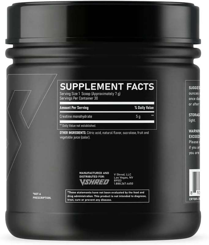 V Shred MD Creatine – Dr. Drew Approved Brain & Cellular Energy Support – Formulated with 5g Micronized Creatine Monohydrate – Promotes Cognitive Function, Strength & Daily Vitality – Fruit Punch