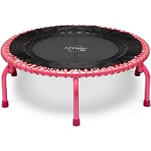 JumpSport 350 PRO Fitness Trampoline, Cardio Workout, No-Tip Arched Legs Home Gym Equipment with Adjustable Bungees & 60 Day Trial Video, 39", Pink