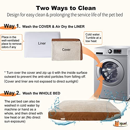 Miguel Canvas Dog Bed Medium Waterproof 12 Ounce Cotton Durable Dog Pillow With Removable Cover Double Side Reversible Plush Comfy Dog Crate Mat Indoor Outdoor Use For All Weather Scratch Resistant #TOP4