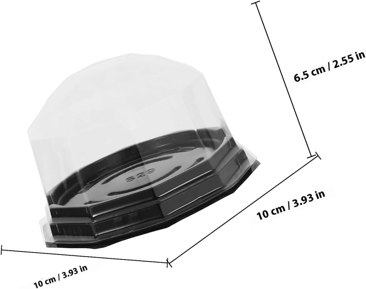 100pcs PET Polygon Cake Box with Black Base for Cakes and Treats image 2