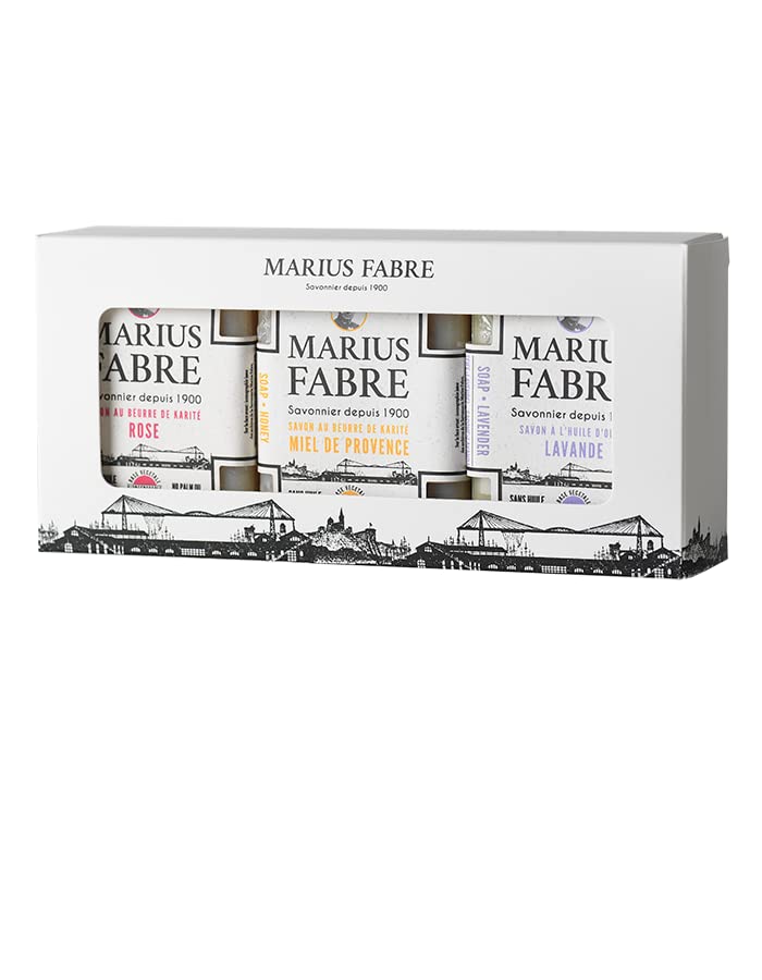 Marius Fabre Jabón Trio in a Box Jabón vegetal Rosa Miel Lavanda (3 x 5.29oz)