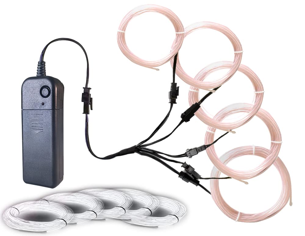 Neon Light 5-in-1 Meter Wire，Portable Battery Pack with Decorative Wire， Suitable for Birthday Parties，Thanksgiving and Other Occasions. (White)