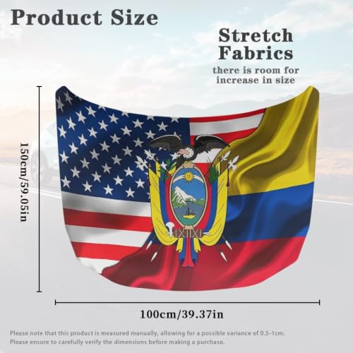 Image of Car Hood Cover American Flag Ecuador Flag Car Hood Protector Waterproof Universal Automotive Exterior Accessories Patriotic Decorations for Compact Vehicles Sedans Trucks SUVs Pickup