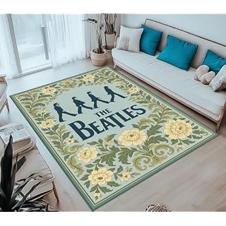 Beatles Fan Traditional Floral Music Area Rug TK441.0 1.9 x 2.6 ft =60x80cm - Les Beatles, Paul McCartney, John Lennon, RIngo Starr, George Harrison