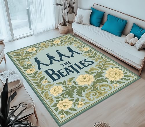 Beatles Fan Traditional Floral Music Area Rug TK441.0 1.9 x 2.6 ft =60x80cm - Les Beatles, Paul McCartney, John Lennon, RIngo Starr, George Harrison Beatles Fan Traditional Floral Music Area Rug TK441.0 1.9 x 2.6 ft =60x80cm
