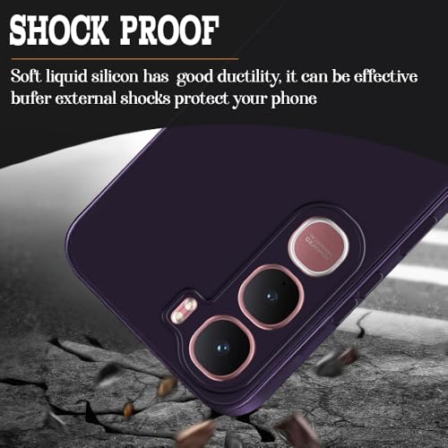 Image of Back Cover for Vivo Y31 5G | Full Camera Protection | Premium Liquid Silicon Case | Flexible Bumper Case for Vivo Y31 5G (Dark Purple)