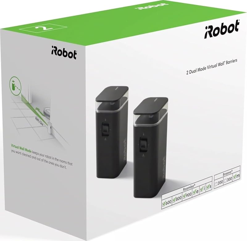 iRobot Authentic Replacement Parts - Dual Virtual Wall, 2-Pack, Compatible with All Roomba 600 Series, 614, 675, 692, 694, e Series, i1, i1+, i3, i3+, i4, i4+, i5, i5+, i7, i7+, i8+