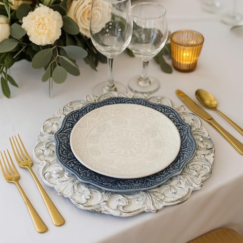 Set de 12 platos cargadores acrílicos blancos de 13 pulgadas miniatura 5