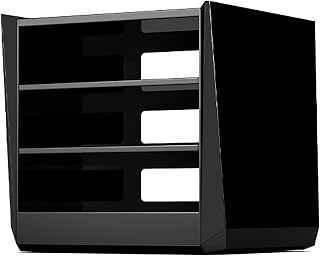 Low Profile Audio-Video Shelving/Stereo Rack, Media Storage Cabinet 3/4-Tier Shelves Audio Video Media Stand, DVD Video Component Shelving Console(Black,Small)