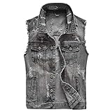 La chaqueta vaquera sin mangas de estilo informal es ideal para el día a día, vacaciones, fiestas y tiempo libre.
