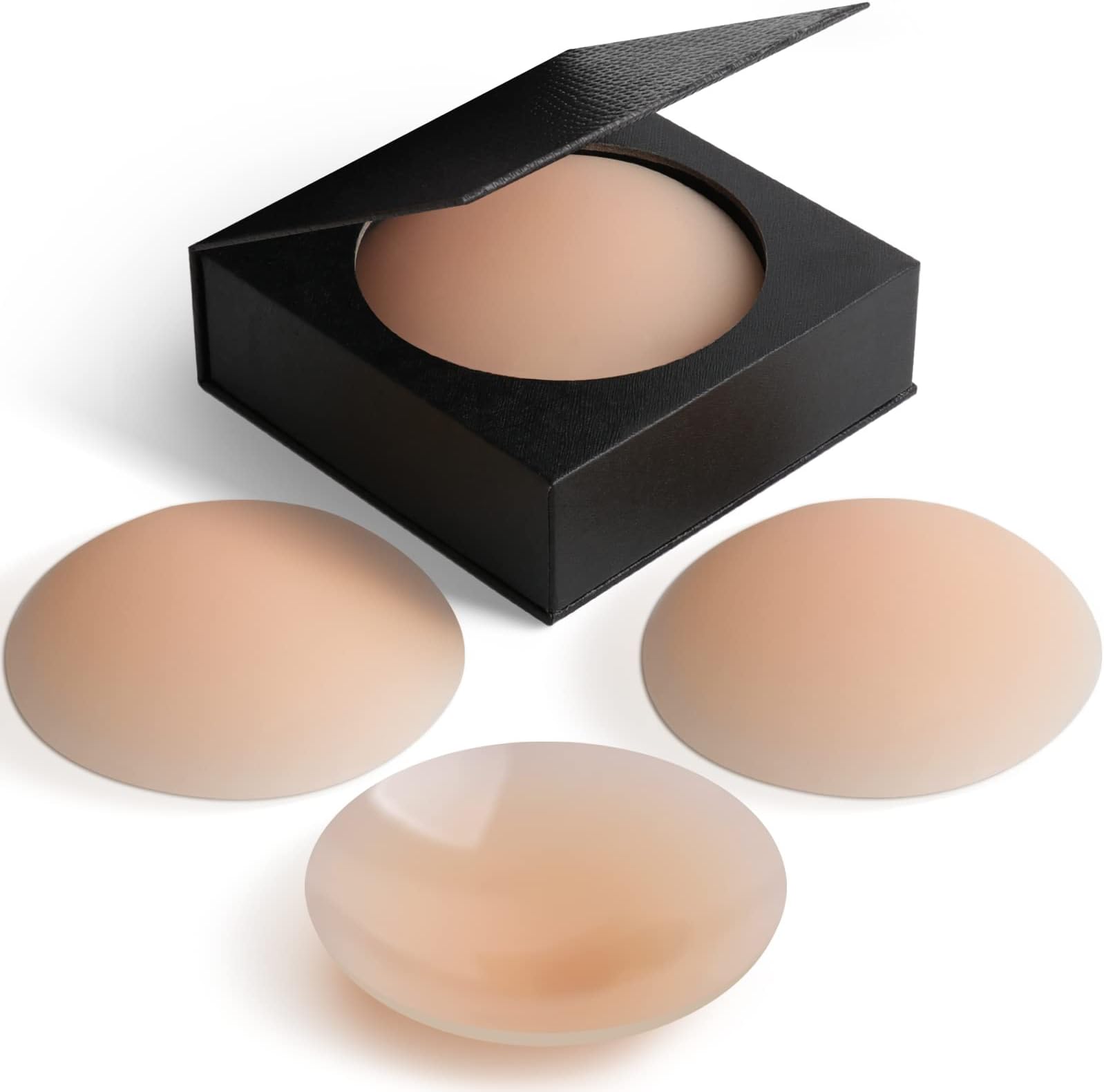 BearKig 2-Pairs Nipple Cover, Nipple Pasties for Women, Pasties Nipple Covers, Nipple Covers for Women Reusable, Nipple Cover with Travel Box(Nude)