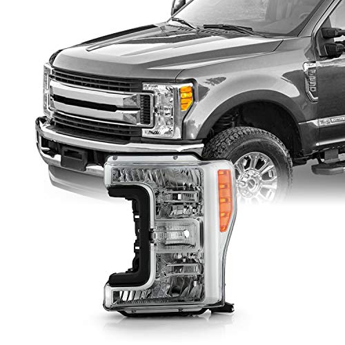 AKKON - Fits 2017 2018 2019 Ford F-250 F350 F450 F550 Super Duty [Halogen Type] Chrome Headlight Driver Left Side Replacement