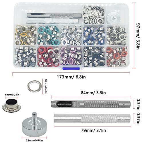 Renashed Grommets Kit 1/4 Inch Metal Eyelets 300 Set For Bag Shoes Clothes Crafts, 10 Colors #TOP1
