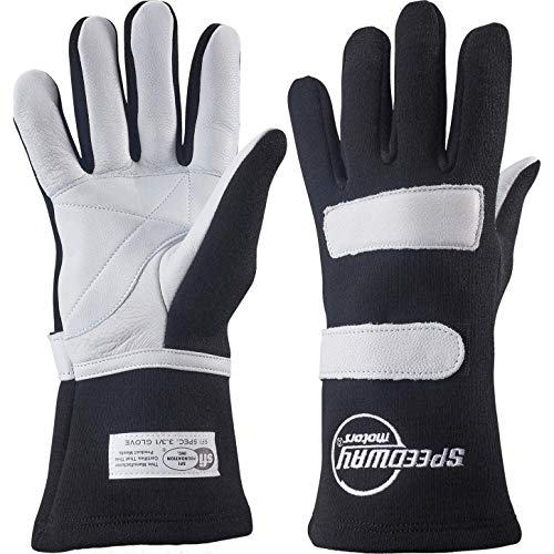 Speedway Motors Black Nomex Racing Gloves, Size XL, SFI-1, Leather Palm