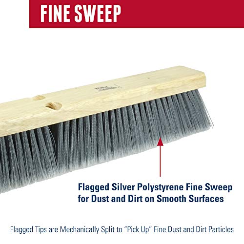 Weiler 42042 24" Fine Sweep Floor Brush, Flagged Silver Polystyrene Fill, Natural #TOP2