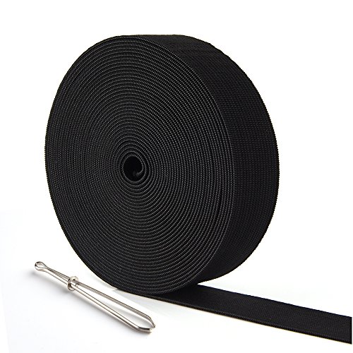 KUUQA 6 Metres/6.56 Yards Long Flat Elastic Bands Elastic Cord Spool Sewing Bands DIY Sewing Craft Accessories,25mm Wide (Black)