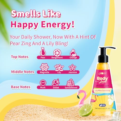Image of Plum BodyLovin' Lily Miss Sunshine Shower Gel | SLS Free Body Wash For Women | Long Lasting Fresh Fruity-Floral Fragrance | Aloe-Infused Nourishing Body Cleanser For Soft & Smooth Skin | 240ml