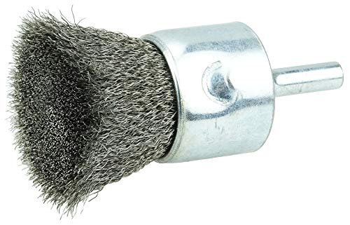 Image of Weiler 10022V 1 inch Crimped Wire End Brush, .0104 inch Stainless Steel Fill, Vending Ready, Made in The USA, (Pack of 3)