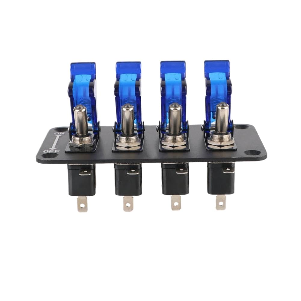 4 Rocker Toggle Switch Panel Start Push Button LED Indicator 12V 20A Compatible with Racing Car Vehicles Auto Ignition Switch Panel