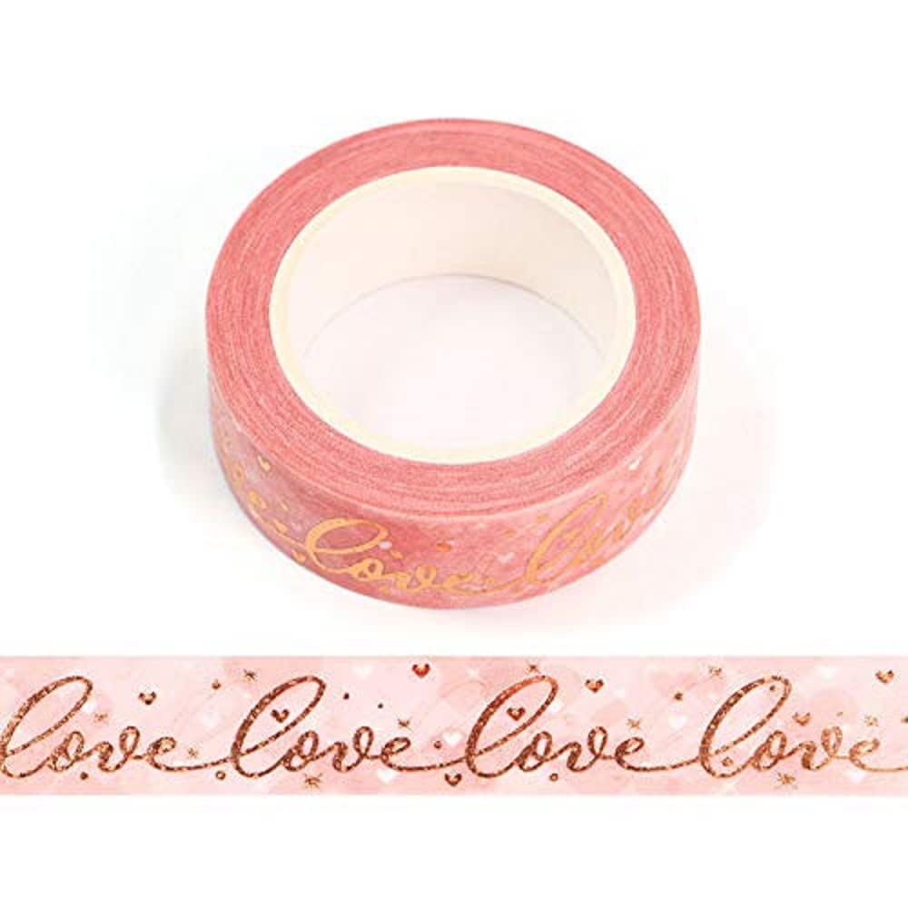 Syntego Pink,Rose Gold Pink And Rose Gold Love And Hearts Decorative Washi Tape 15Mm X 10M