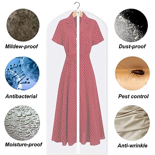 4 Stück Kleidersack Anzug Lange, 60 x 120/100cm Transparent Anzugtasche Kleidersäcke, Wasserdichte und Mottensichere kleidersäcke mit Reißverschluss, Wird zur Aufbewahrung von Garderoben verwendet