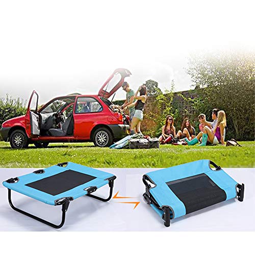 Weeh Elevated Dog Bed Small Medium Pet Cot Folding Portable Cat Dogs Beds With Mesh Cool For Summer Camping Beach Travel (32 Inch) Blue #TOP2