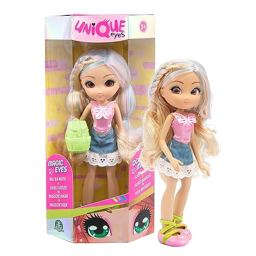 Giochi Preziosi, Unique Eyes Bambola Fashion Doll Rebecca, Bambola Bambina dai 3 Anni, le Uniche Bambole che ti Seguono con lo Sguardo, Accessori Moda e Zainetto Colorato