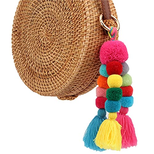 Hongtai Boheemse accessoires handgemaakte sleutelhanger kralen ketting pompom handtas opknoping sleutelhanger verjaardagscadeau cadeau (Color : 4) - Image 3