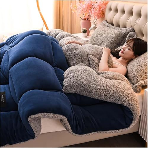 Trapunta super calda in agnello, morbido copriletto trapuntato in cashmere, design double-face, comfort ispessito per il freddo, adatto per letto singolo/matrimoniale, 200 x 230 cm