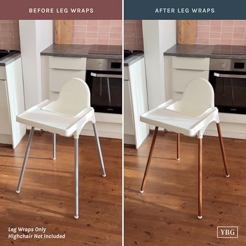 Image of Yeah Baby Goods Highchair Leg Wraps (Walnut) - Compatible with The IKEA Antilop Highchair - Stylish IKEA High Chair Accessories w /Easy Self-Adhesive