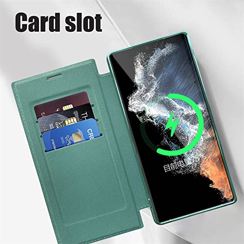Funda de cuero para Samsung S23 Ultra con carga inalámbrica elegante 4