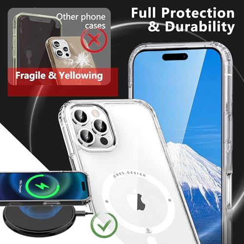 Image of ONES for iPhone 16 Pro Max Case Clear Magnetic Phone Case, Compatible with MagSafe【Military Grade Protection Shockproof Airbags】【Scratch-Resistant & Anti-Yellow 】 Thin, Transparent Silicone Cover