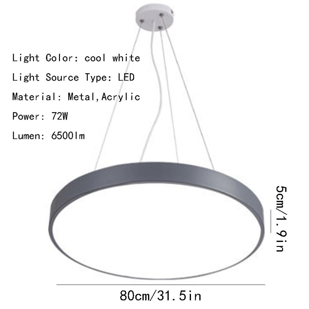 Szara liniowa lampa wisząca LED, nowoczesny styl, bardzo cienka, okrągły panel, łatwa instalacja, zimne białe światło, styl skandynawski, oświetlenie sufitowe do sali bilardowej