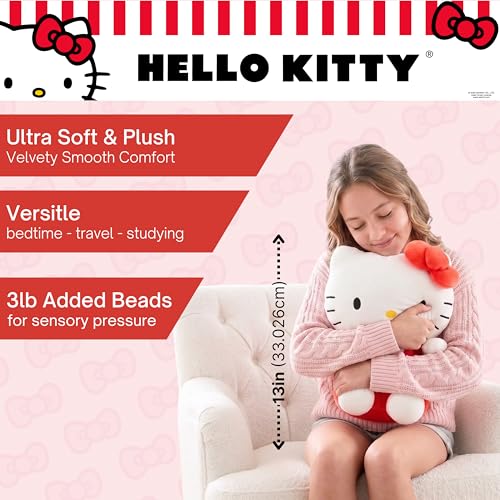 Image of Hello Kitty Bedding Weighted Cuddle Pillow - 3lb Soft Plush & Cozy Sanrio Pillow for Comfort, (Officially Licensed Product) By Franco Calm