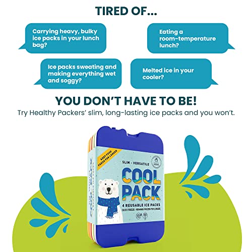 Image of Healthy Packers Ice Packs for Lunch Boxes & Coolers - Original Cool Pack | Slim & Long-Lasting Reusable Ice Pack for Lunch Bags | Freezer Packs for Coolers (Set of 4)