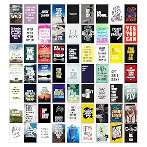 Rousrie Motivational Wall Art Collage Kit , Inspirational Wall Art, Posters Wall Art for Office, Bedroom, Living room Quotes Posters For Office- 4 x 6 Inches(Pack of 63 pieces) Paper