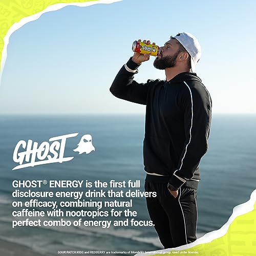 GHOST Energy Drink 12Pack, Sour Patch Kids Redberry, 16oz Energy