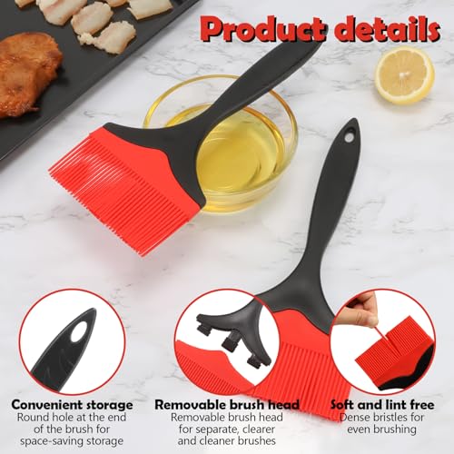 Realand Extra großer Silikon-Backpinsel, 10 cm breit, hitzebeständiger Silikon-Backpinsel zum Kochen, Backen, Grillen und Verteilen von Öl, BBQ, Soße, Butter, Marinade, 3 Stück