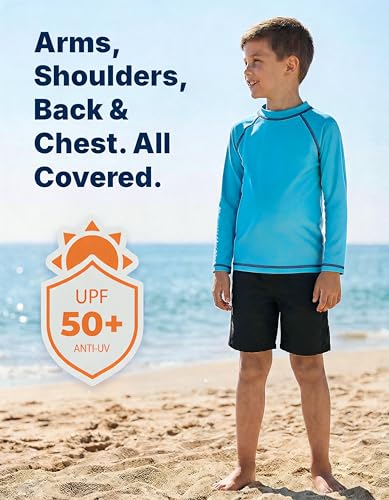 Image of City Threads Rash Guard for Boys SPF 50+ Made in USA, Long Sleeve Swim Shirt with Sun Protection, Toddler, and Youth Sizes