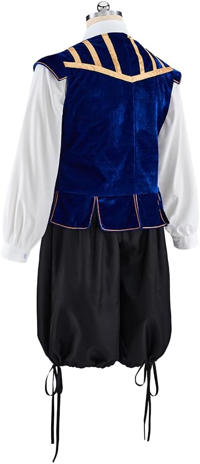 Men's Tudor Costume Elizabethan Period Tudor Nobleman Renaissance Velvet Doublet Jerkin Shirt Breeches Suit