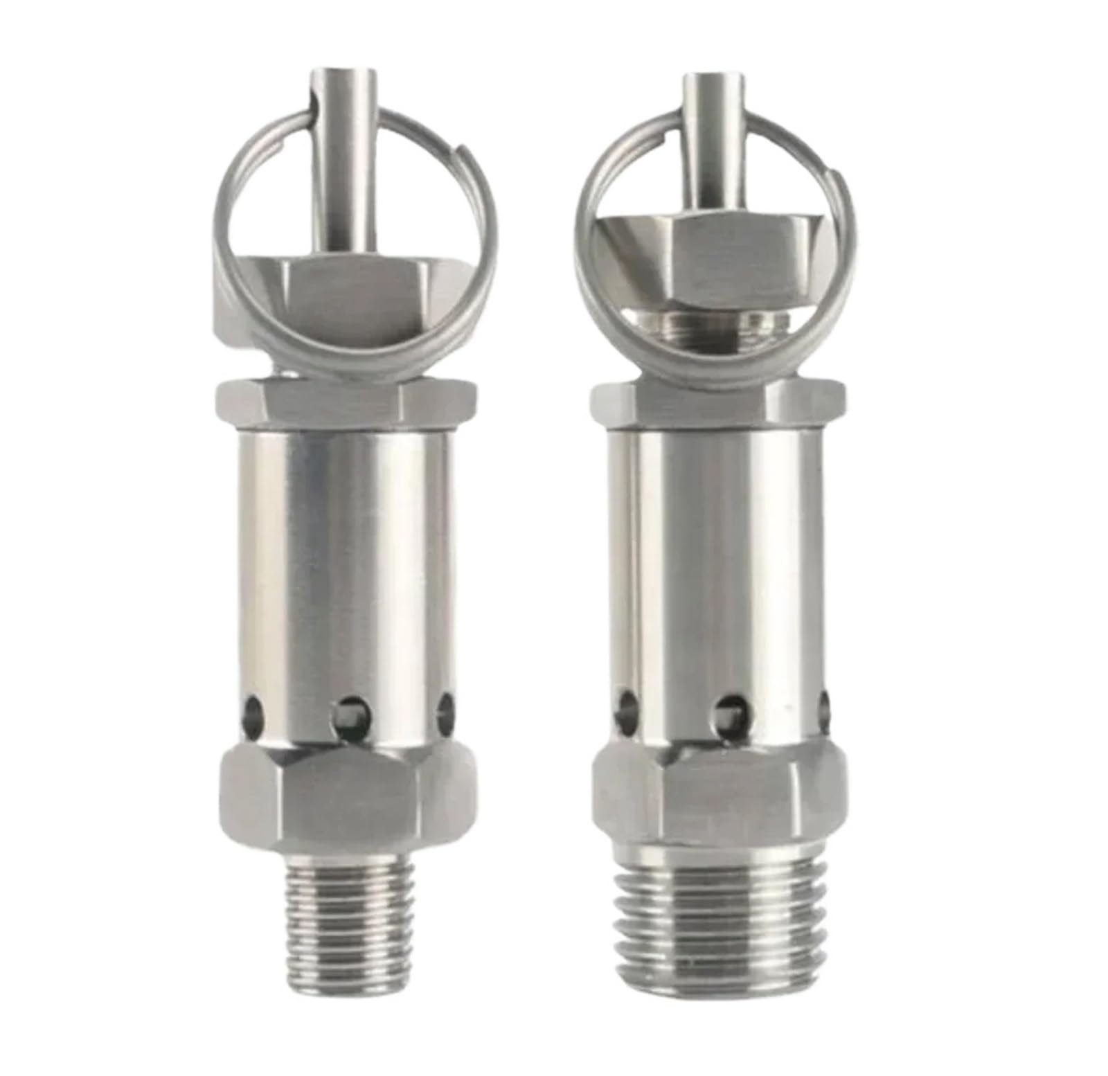 Válvula de Seguridad de Alivio de presión con Resorte Sanitario de Acero Inoxidable 304 Ajustable, Macho NPT de 1/4", 3/8" y 1/2" for compresor de Aire(1/4",8-12 Bar Adjustable)