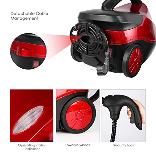SIMBR Steam Cleaner, Multipurpose Heavy Duty Steam Mop with 17 Accessories, 1500W 1.5L Chemical-Free Household Steamer for Floors, Carpet, Windows, Auto and More
