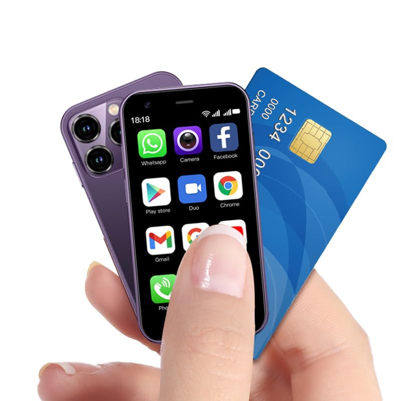 McMgc Mc15mini desbloquear teléfono 4G, mini smartphone de 3,0 pulgadas, doble tarjeta, batería de 2000 mAh, cámara de fotos 5MP + 5MP, teléfono base Face Unlock (Purple)