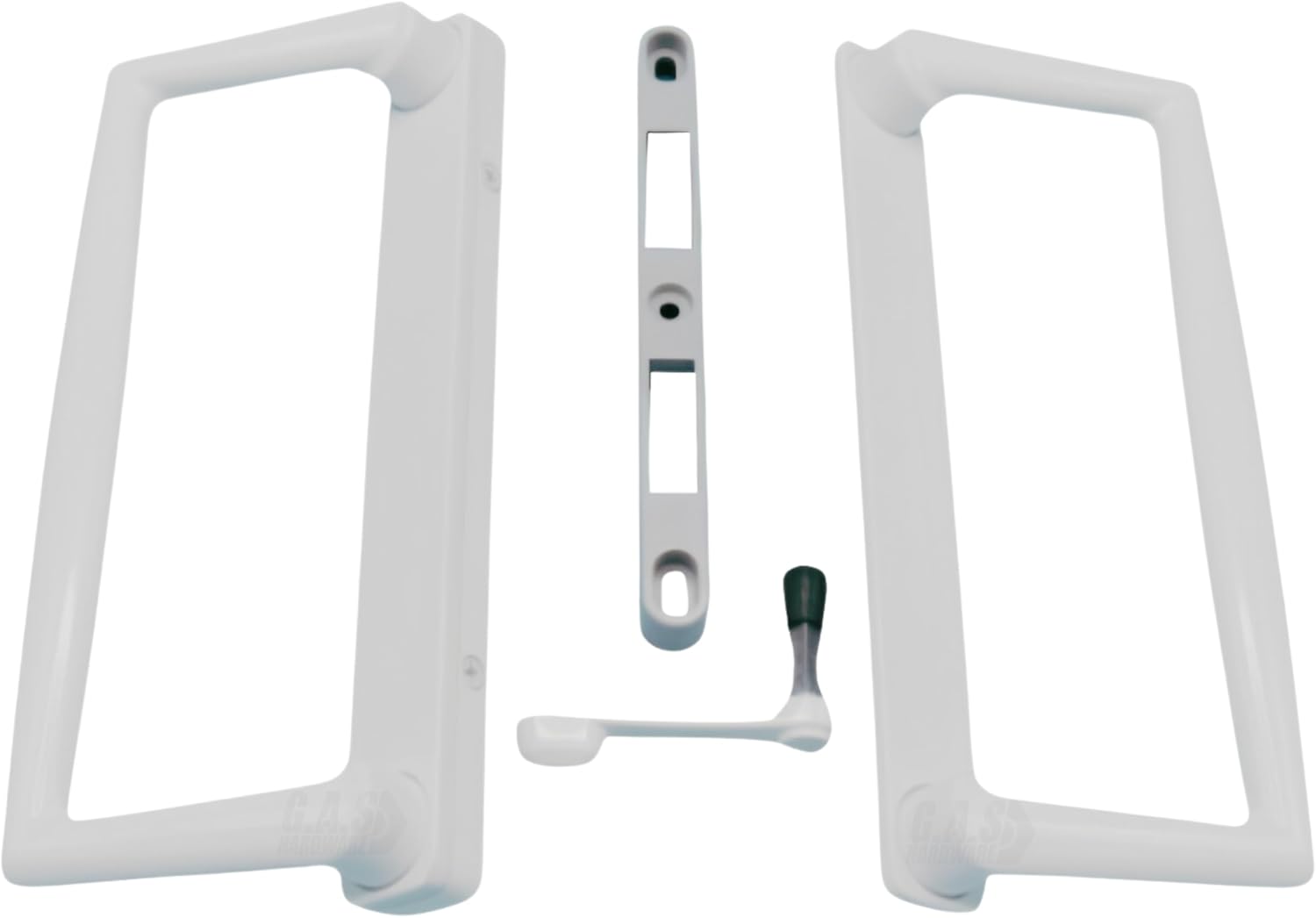 9" White PGT Sliding Glass Patio Door Surface Mount Handle Set Replacement with Thumb Latch Lever, Screws, and Keepers - 4-7/8" Hole Spacing - Fix and Repair Door Hardware