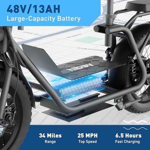 Image of Hiboy U2 Pro Electric Scooter for Adults with Seat & Basket, 810W Motor, 25MPH & 34Mi Range, 16 inch All-Terrain Tires, Dual Disc Brakes, UL Certificate Off-Road E-Scooter